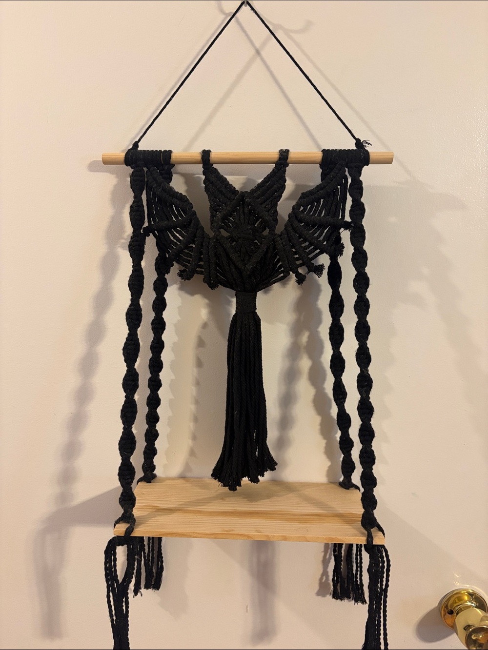 Bat design Black Macramé Wall Shelf - Decorative Home Wall Decor